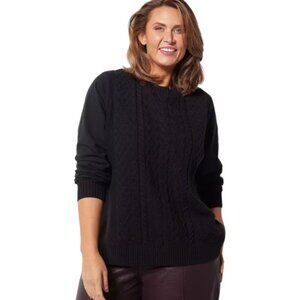 J Jason Wu XS Mixed Media Cable Knit with French Terry Sleeve Sweater